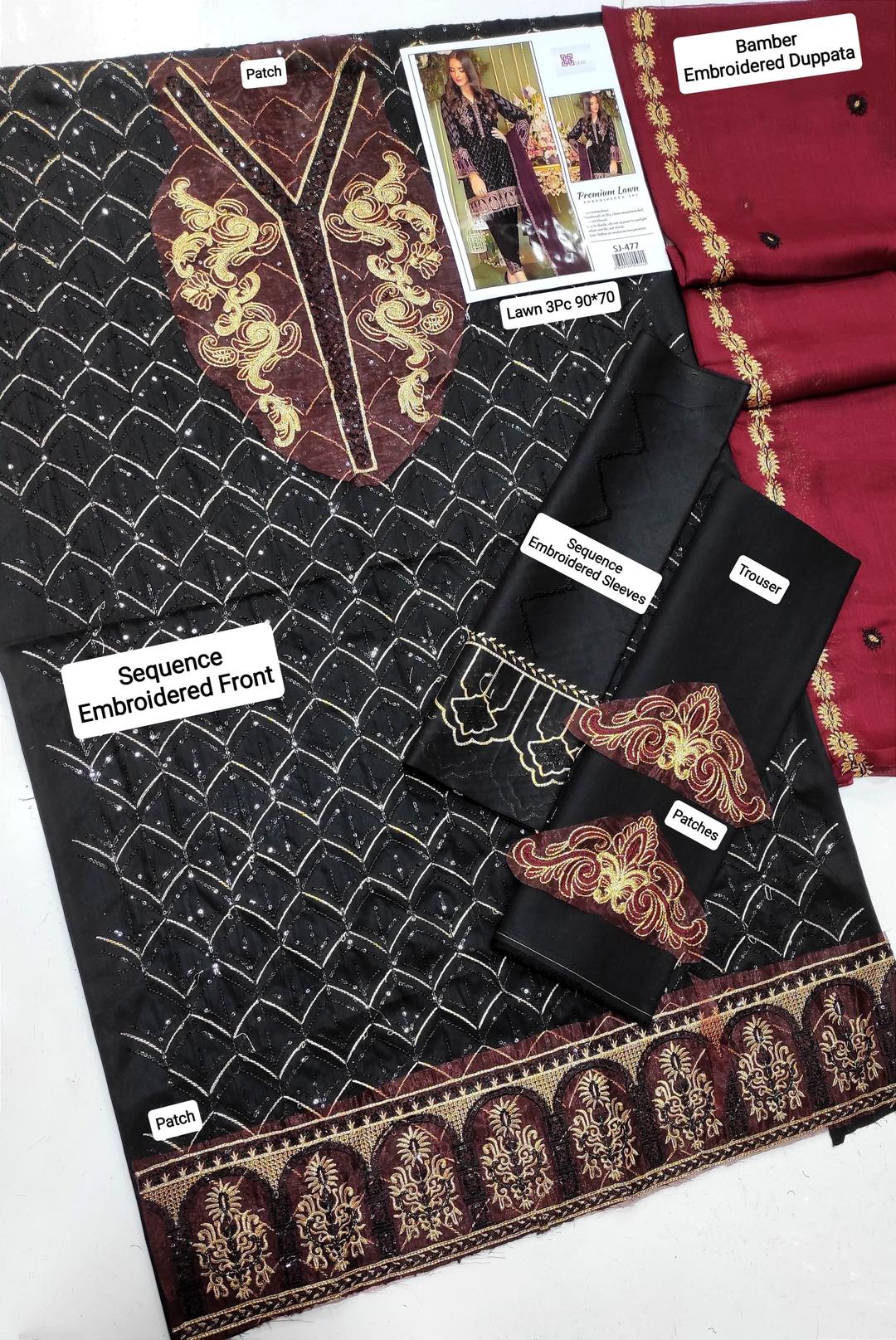 3 Pcs Women's Unstitched Embroidered Suit