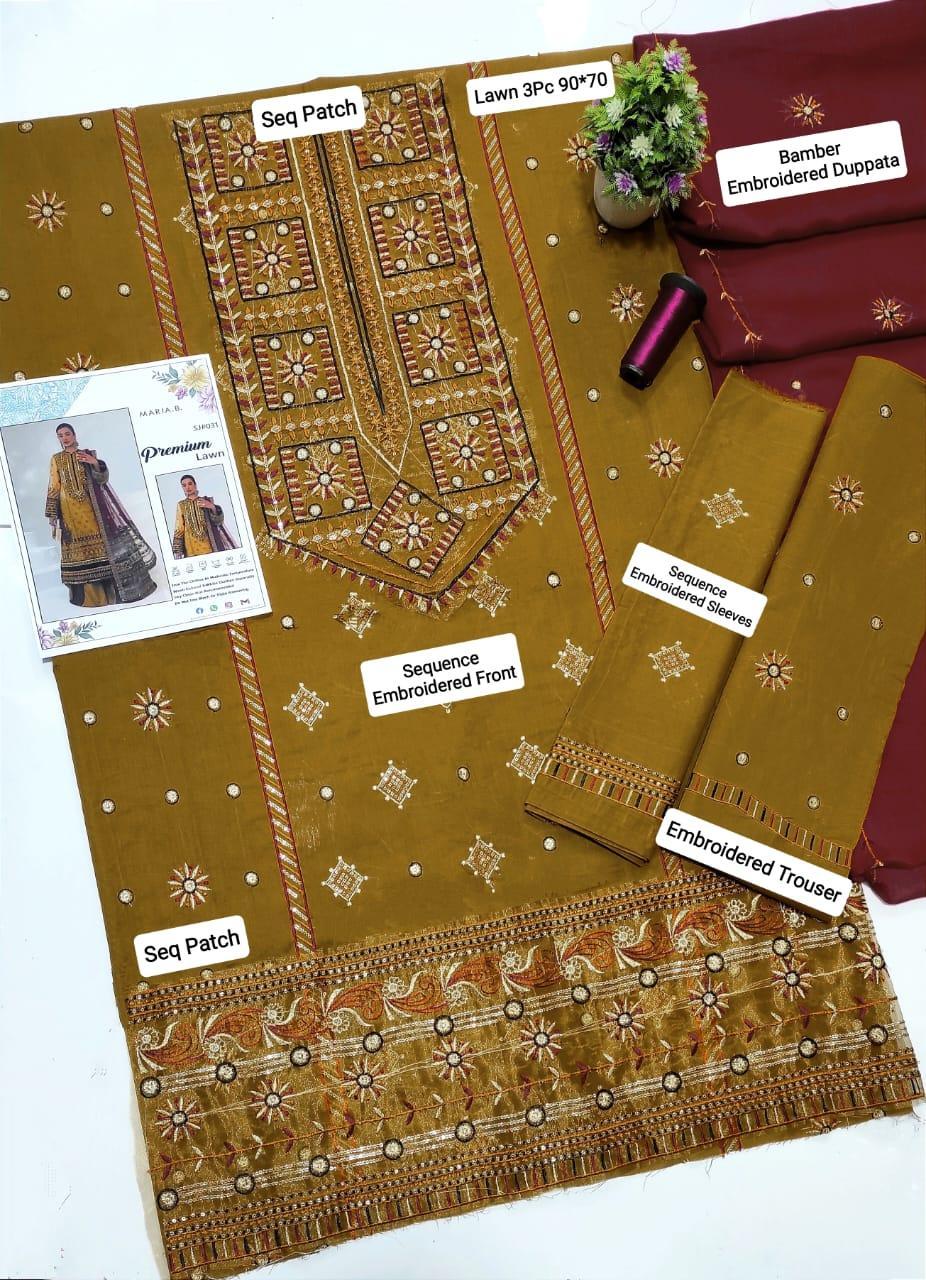 3 Pcs Women's Unstitched Embroidered Suit