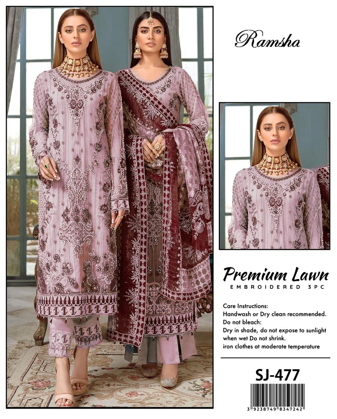 3 Pcs Women's Unstitched Embroidered Suit