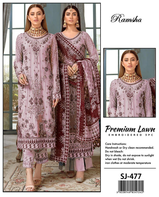 3 Pcs Women's Unstitched Embroidered Suit