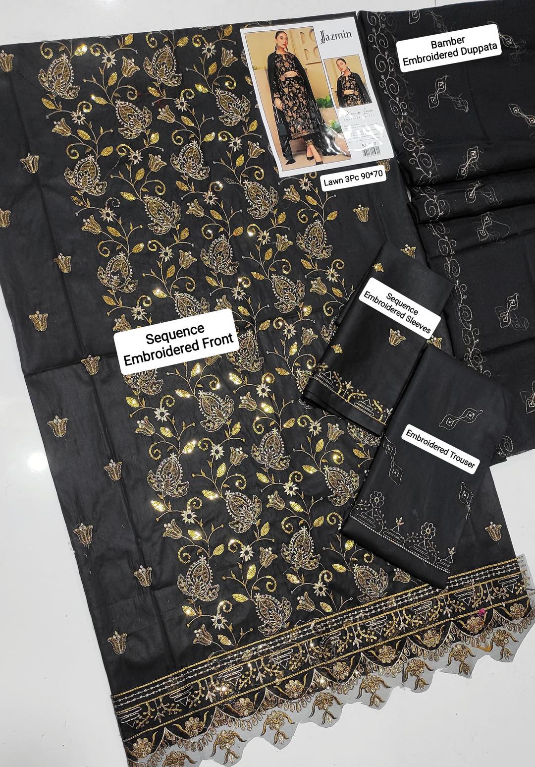 3 Pcs Women's Unstitched Embroidered Suit