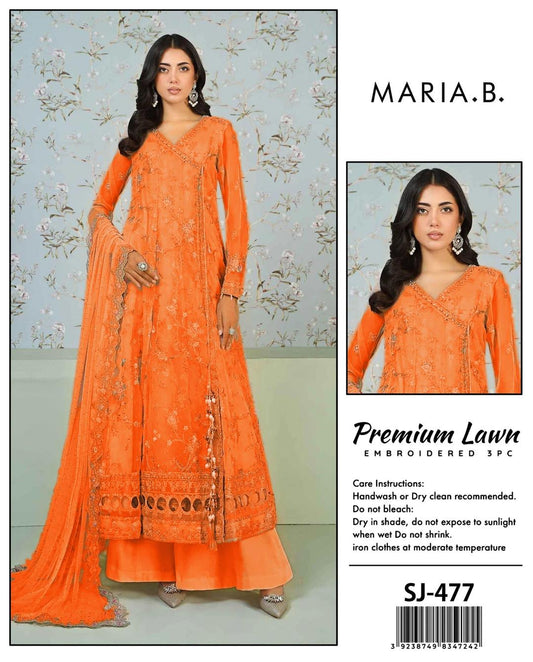 Maria B 3 Pcs Women's Unstitched Embroidered Suit