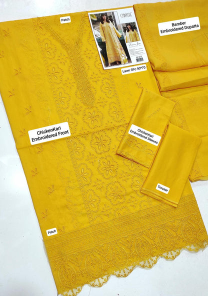 Chinyere 3 Pcs Women's Unstitched Chikankari Embroidered Suit