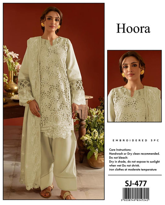 3 Pcs Women's Unstitched Chikankari Embroidered Suit