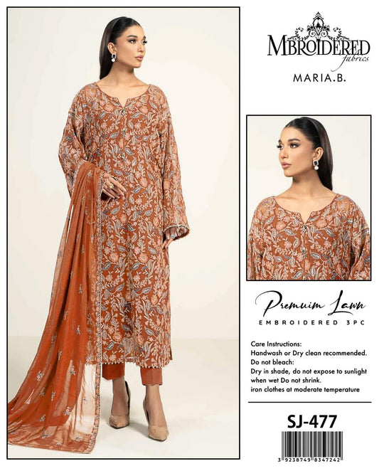 Maria B 3 Pcs Women's Unstitched Embroidered Suit