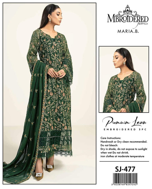 Maria B 3 Pcs Women's Unstitched Embroidered Suit