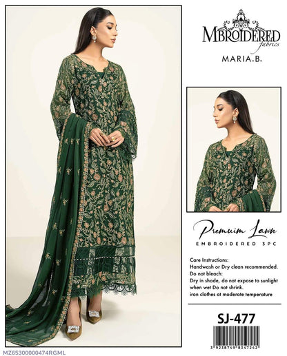 Maria B 3 Pcs Women's Unstitched Embroidered Suit