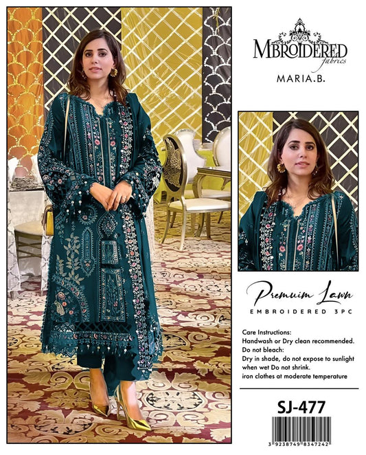Maria B 3 Pcs Women's Unstitched Embroidered Suit