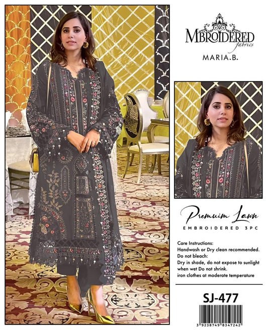 Maria B 3 Pcs Women's Unstitched Embroidered Suit