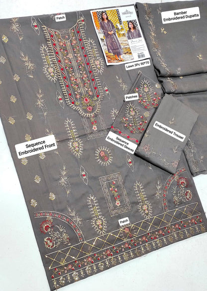 Maria B 3 Pcs Women's Unstitched Embroidered Suit