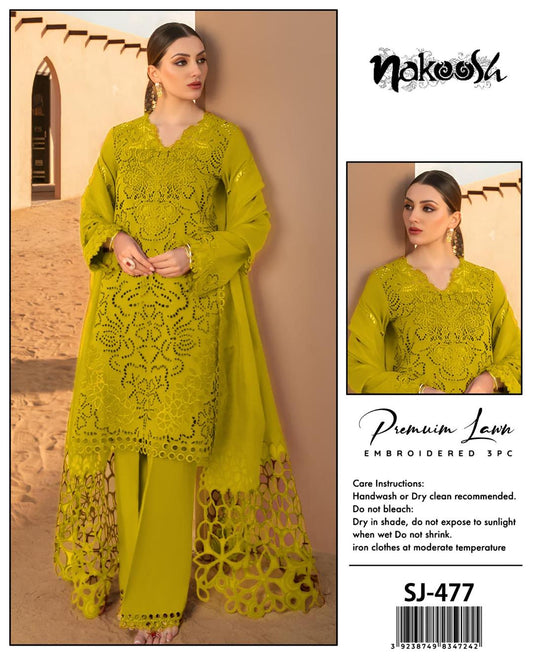 3 Pcs Women's Unstitched Chikankari Embroidered Suit