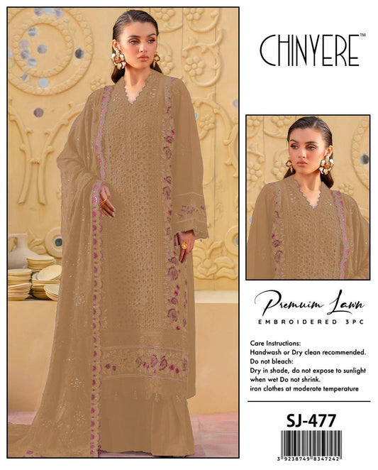 Chinyere 3 Pcs Women's Unstitched Chikankari Embroidered Suit