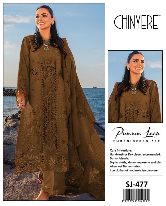 Chinyere 3 Pcs Women's Unstitched Chikankari Embroidered Suit