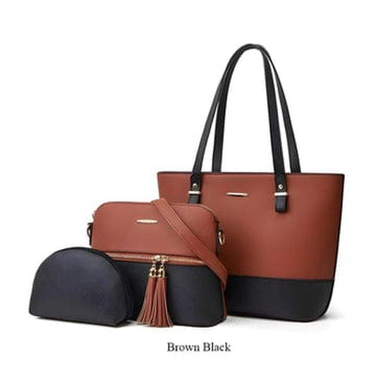 Women's PU Leather Textured Hand Bag Set