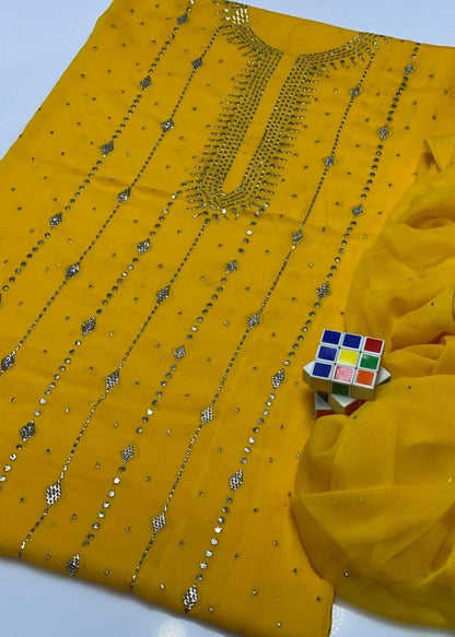 2 Pcs Women's Unstitched Hand Work Suit