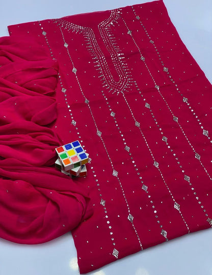 2 Pcs Women's Unstitched Hand Work Suit