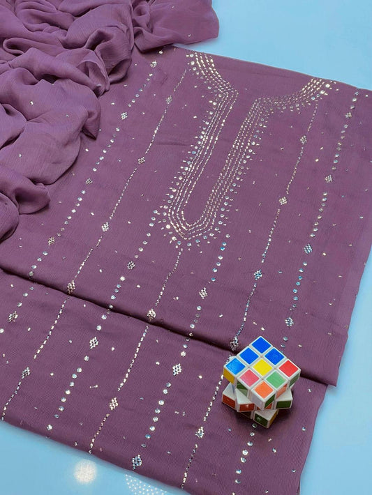 2 Pcs Women's Unstitched Hand Work Suit
