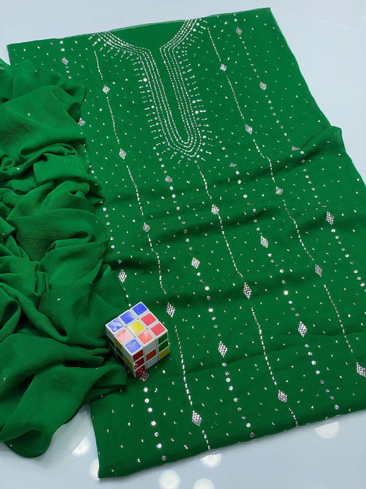 2 Pcs Women's Unstitched Hand Work Suit