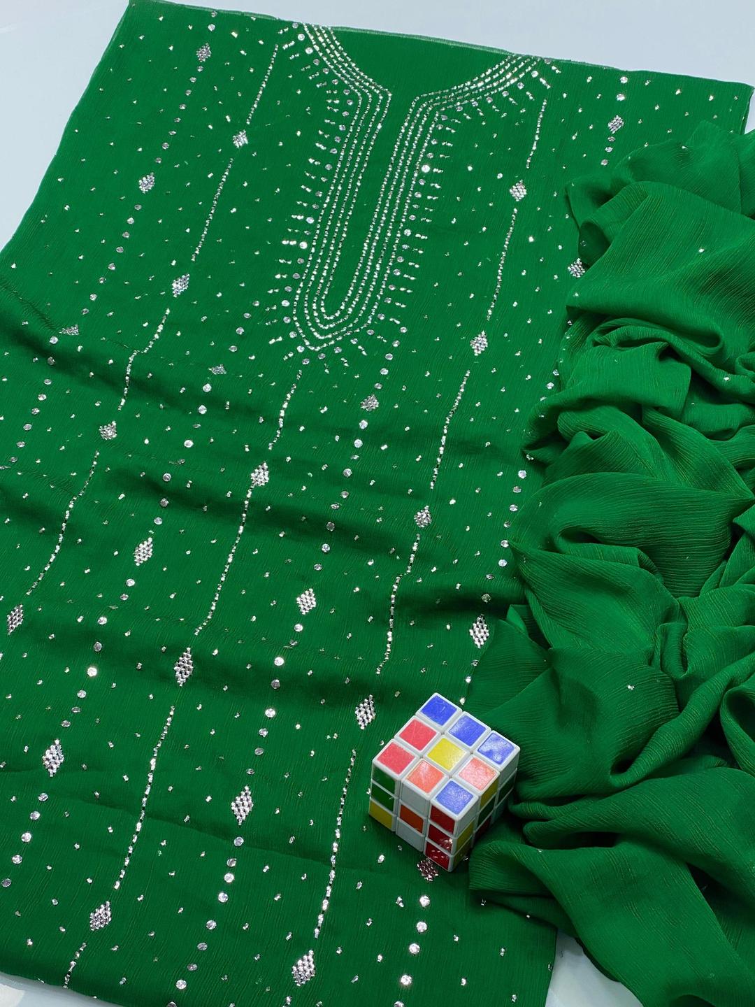 2 Pcs Women's Unstitched Hand Work Suit