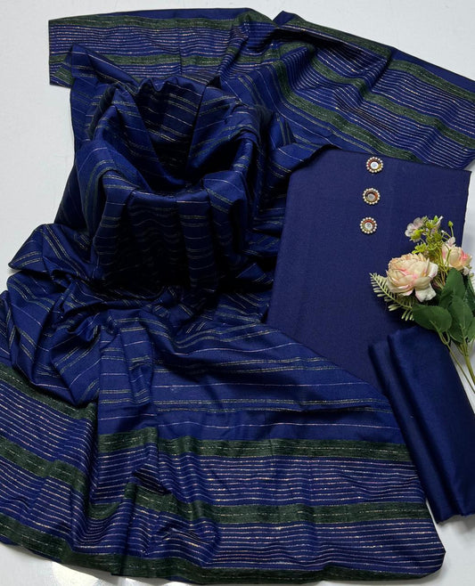 3 Pcs Women's Unstitched Plain Suit
