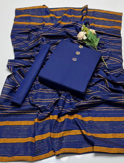 3 Pcs Women's Unstitched Plain Suit