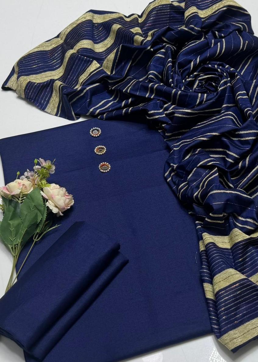3 Pcs Women's Unstitched Plain Suit