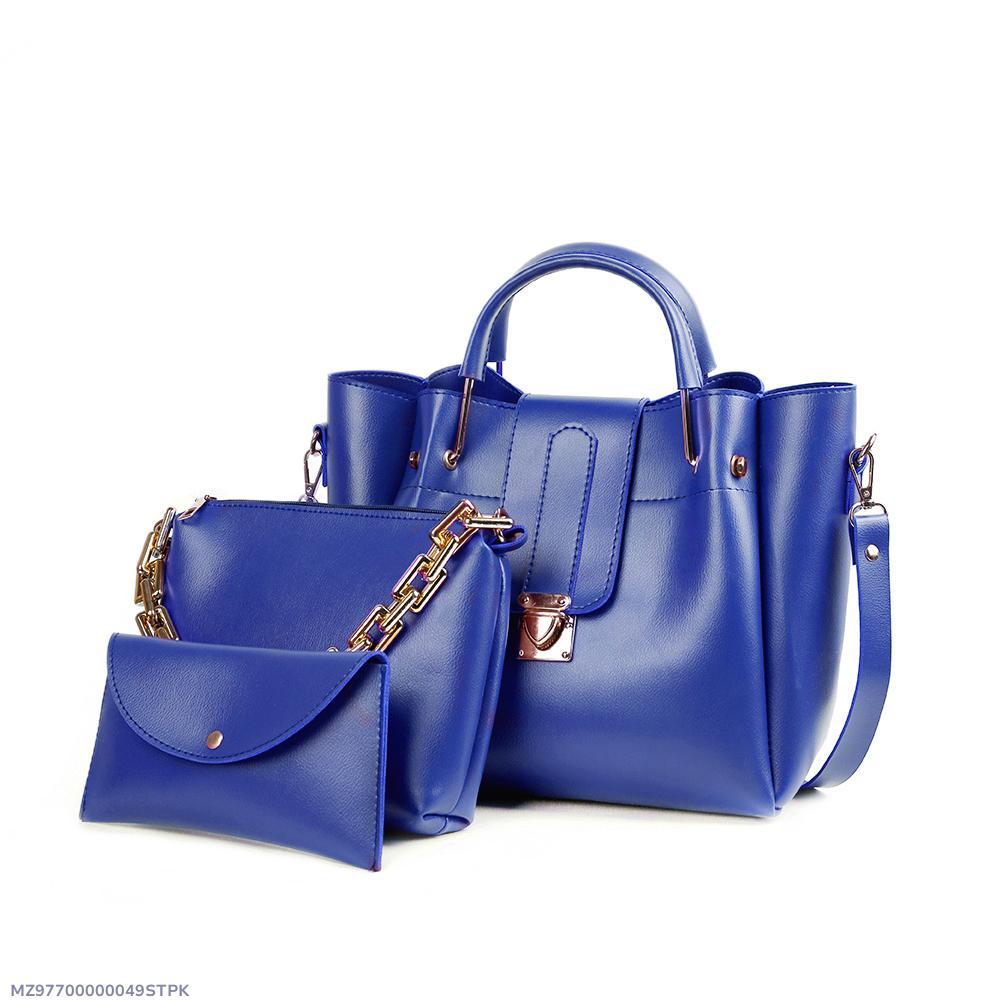 Women's PU Leather Plain Hand Bag Set