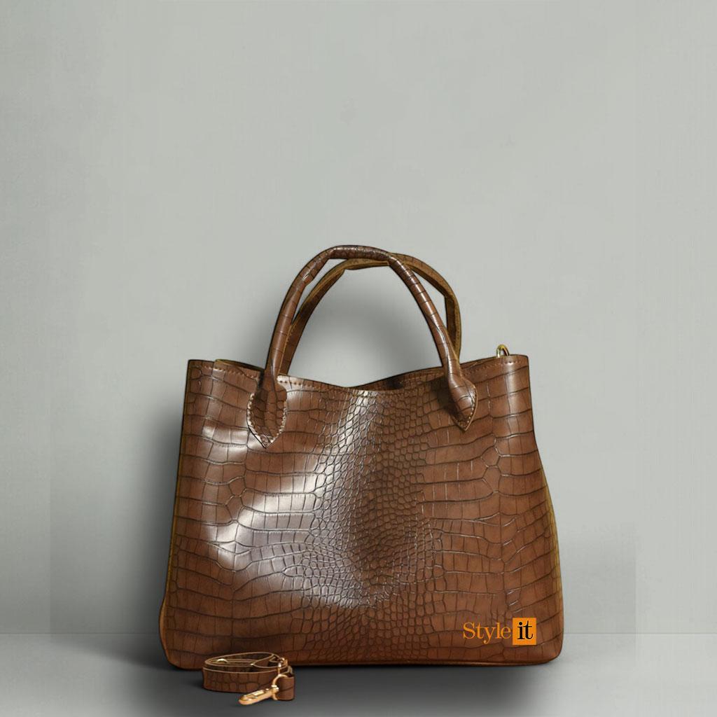 Women's PU Leather Textured Hand Bag Set