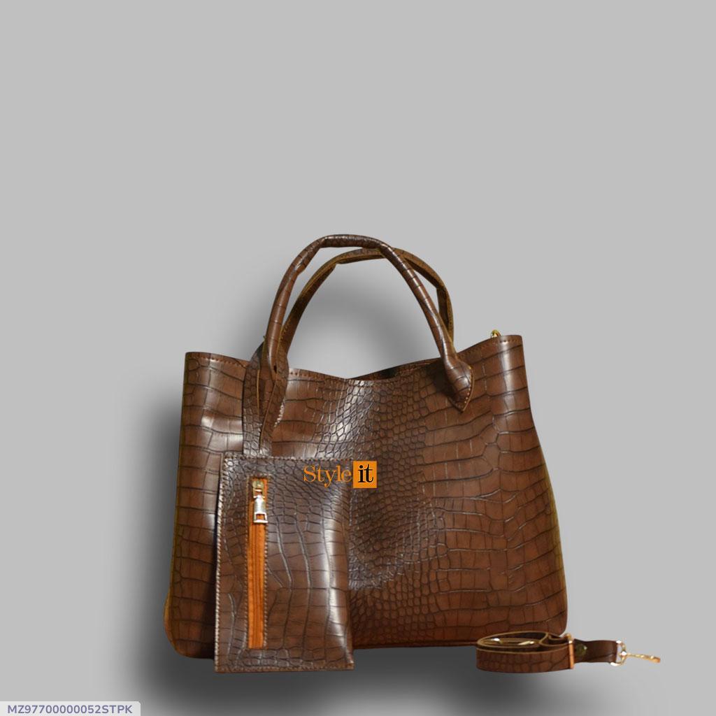 Women's PU Leather Textured Hand Bag Set