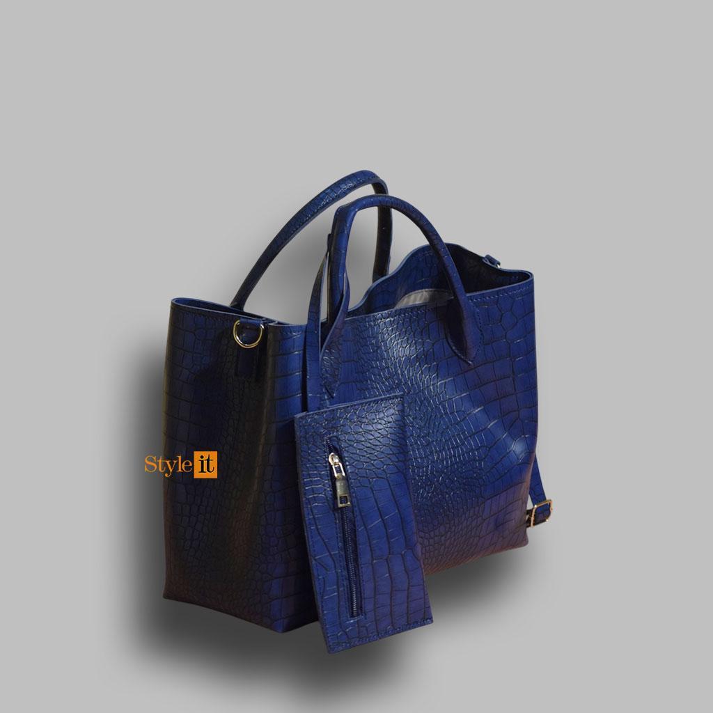 Women's PU Leather Textured Hand Bag Set