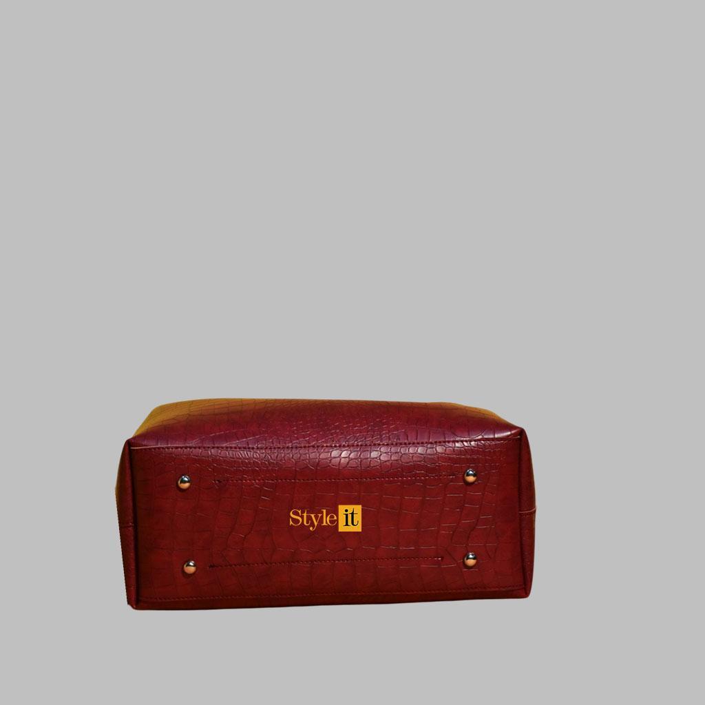 Women's PU Leather Textured Hand Bag Set