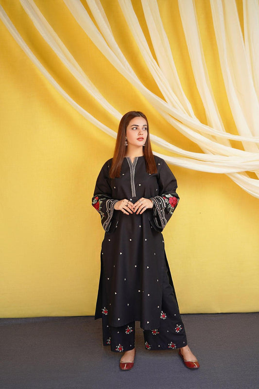 2 Pcs Women's Unstitched Embroidered Suit