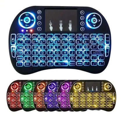 I8 2.4g Mini Wireless Keyboard With Touchpad | 7-color Backlight ,plug And Play | Super Cool Design | Perfect For Android Tv Box, Smart Tv, Projector, Ps3