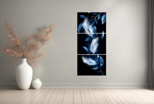 Set Of 3 Leaf Art Wooden Frames For Wall Decoration / Sticky Photo Tiles