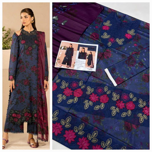 IZNIK Linen 3 Pcs Suit With Patches