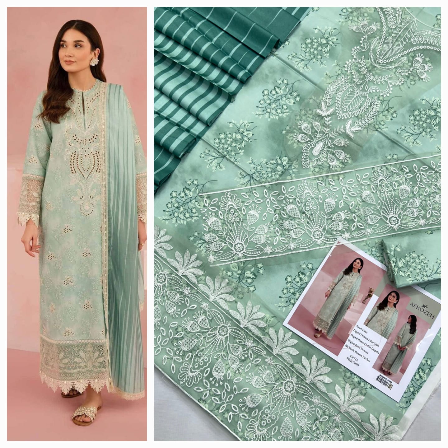 3 Pcs Unstitched Lilan Suit With Patches