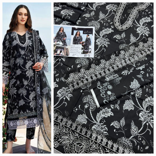 3 Pcs Unstitched Lilan Suit With Patches