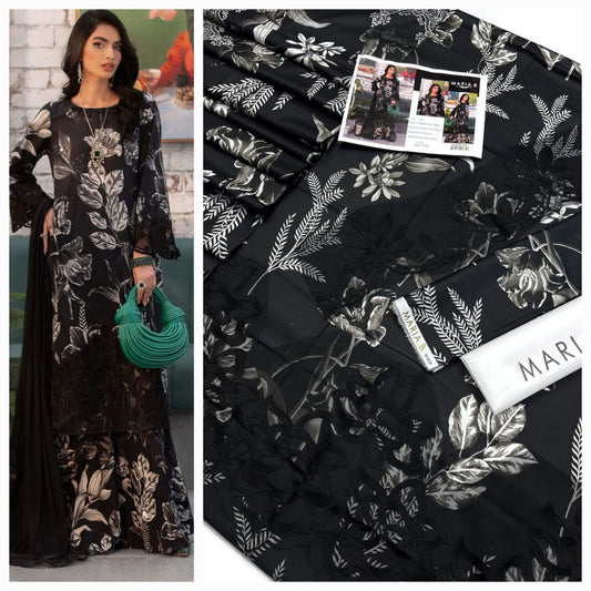 Maria B 3 Pcs Unstitched Lilan Suit With Patches