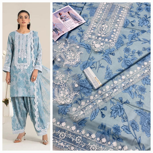 Maria B 3 Pcs Unstitched Lilan Suit With Patches